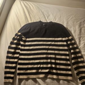 Black and Cream Striped Women's Sweater
